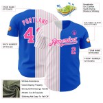 Maglia da baseball Thunder Fashion autentica bianca e rosa personalizzata con strisce blu divise Maglia da baseball Thunder Fashion autentica bianca e rosa personalizzata con strisce blu divise
