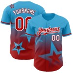 Maglia da baseball personalizzata in stile autentico con design scintillante 3D, motivo rosso-bianco, stella e blu. Maglia da baseball personalizzata in stile autentico con design scintillante 3D, motivo rosso-bianco, stella e blu.