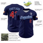 Maglia da baseball personalizzata in 3D con design autentico a cuori, rosso-blu navy Maglia da baseball personalizzata in 3D con design autentico a cuori, rosso-blu navy