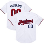Maglia da baseball personalizzata, stile retrò, bianca, rossa e blu navy, autentica Maglia da baseball personalizzata, stile retrò, bianca, rossa e blu navy, autentica
