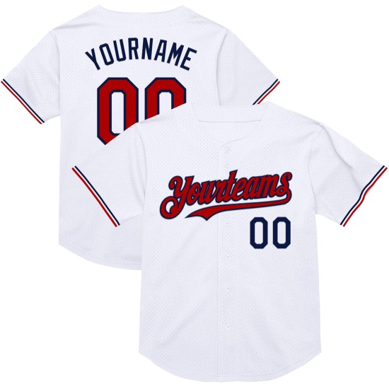 Maglia da baseball personalizzata, stile retrò, bianca, rossa e blu navy, autentica Maglia da baseball personalizzata, stile retrò, bianca, rossa e blu navy, autentica