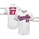 Maglia da baseball bianca personalizzata rosso-blu Maglia da baseball bianca personalizzata rosso-blu
