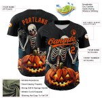 Maglia da baseball 3D arancione personalizzata nera autentica di Halloween Maglia da baseball 3D arancione personalizzata nera autentica di Halloween