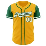 Maglia da baseball personalizzata autentica verde tono bianco-Kelly Two Gold Maglia da baseball personalizzata autentica verde tono bianco-Kelly Two Gold
