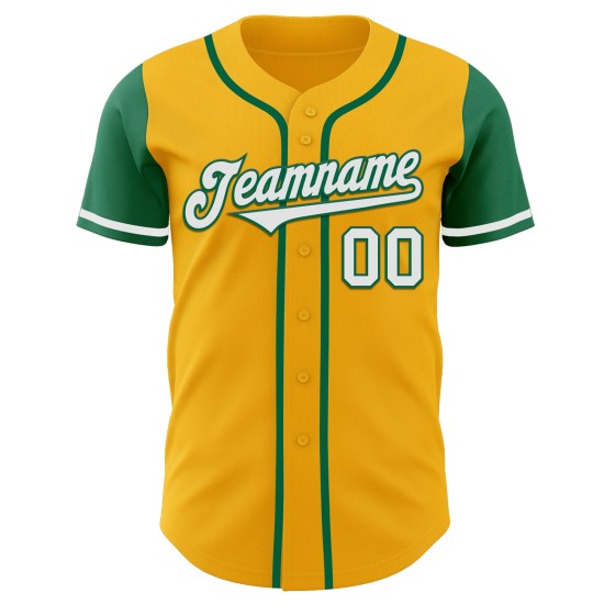 Maglia da baseball personalizzata autentica verde tono bianco-Kelly Two Gold Maglia da baseball personalizzata autentica verde tono bianco-Kelly Two Gold