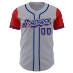 Maglia da baseball autentica personalizzata Two Gray Royal-Red Maglia da baseball autentica personalizzata Two Gray Royal-Red