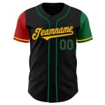 Maglia personalizzata autentica da baseball Kelly Two in tonalità nero rosso-oro verde Maglia personalizzata autentica da baseball Kelly Two in tonalità nero rosso-oro verde