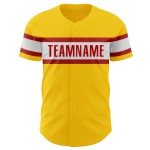 Maglia da baseball rossa e bianca personalizzata, autentica, gialla Maglia da baseball rossa e bianca personalizzata, autentica, gialla