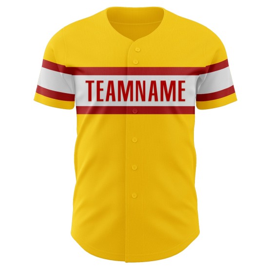 Maglia da baseball rossa e bianca personalizzata, autentica, gialla Maglia da baseball rossa e bianca personalizzata, autentica, gialla