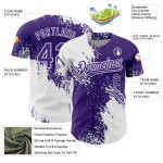 Modello viola 3D Jersey tratto pennello personalizzato disegno astratto bianco autentico baseball Modello viola 3D Jersey tratto pennello personalizzato disegno astratto bianco autentico baseball
