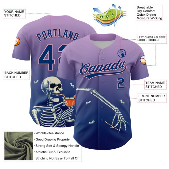 Maglia da baseball personalizzata US 3D Light, autentica, rosa, blu navy, viola, Halloween Maglia da baseball personalizzata US 3D Light, autentica, rosa, blu navy, viola, Halloween