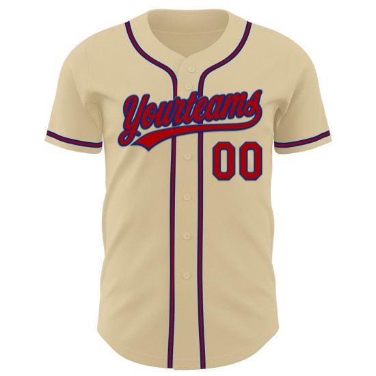 Maglia da baseball personalizzata autentica Red-Royal Sand Maglia da baseball personalizzata autentica Red-Royal Sand