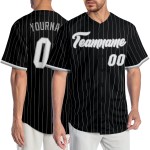 Maglia da baseball a righe bianche e grigie, personalizzata, autentica, nera, grigia Maglia da baseball a righe bianche e grigie, personalizzata, autentica, nera, grigia