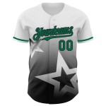Maglia da baseball Kelly con motivo a stella autentico, stile Twinkle 3D, sfumatura personalizzata, bianco, verde e nero Maglia da baseball Kelly con motivo a stella autentico, stile Twinkle 3D, sfumatura personalizzata, bianco, verde e nero