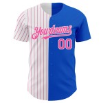 Maglia da baseball Thunder Fashion autentica bianca e rosa personalizzata con strisce blu divise Maglia da baseball Thunder Fashion autentica bianca e rosa personalizzata con strisce blu divise
