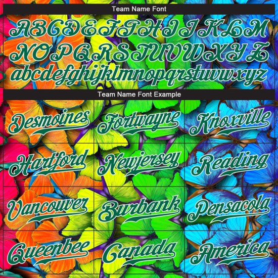 Maglia da baseball multicolore con motivo 3D personalizzata Kelly Design Royal Authentic Green-White Butterflies Maglia da baseball multicolore con motivo 3D personalizzata Kelly Design Royal Authentic Green-White Butterflies