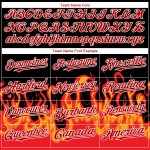 Maglia da baseball personalizzata con motivo 3D nero fiamma autentico rosso-bianco Maglia da baseball personalizzata con motivo 3D nero fiamma autentico rosso-bianco