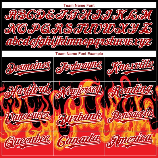 Maglia da baseball personalizzata con motivo 3D nero fiamma autentico rosso-bianco Maglia da baseball personalizzata con motivo 3D nero fiamma autentico rosso-bianco