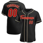 Maglia da baseball autentica personalizzata nera, rossa e crema Maglia da baseball autentica personalizzata nera, rossa e crema