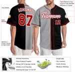 Maglia da baseball personalizzata nera divisa autentica rosso-grigia Maglia da baseball personalizzata nera divisa autentica rosso-grigia