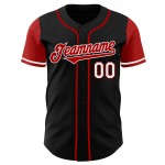 Maglia da baseball autentica personalizzata con due toni rossi e bianchi e due neri Maglia da baseball autentica personalizzata con due toni rossi e bianchi e due neri