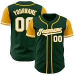 Maglia da baseball autentica personalizzata verde tono due bianco-oro Maglia da baseball autentica personalizzata verde tono due bianco-oro