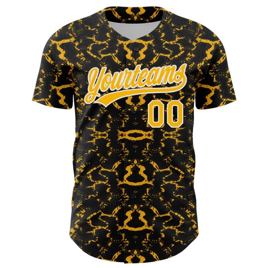 Maglia da baseball Tiger personalizzata con motivo zebrato oro-bianco autentico e nero in 3D Maglia da baseball Tiger personalizzata con motivo zebrato oro-bianco autentico e nero in 3D