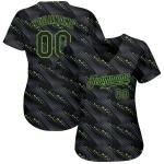 Maglia da baseball personalizzata nera-neon 3D con design verde e motivo autentico Maglia da baseball personalizzata nera-neon 3D con design verde e motivo autentico