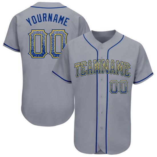 Maglia da baseball Royal-Gold Drift Gray Fashion personalizzata autentica Maglia da baseball Royal-Gold Drift Gray Fashion personalizzata autentica