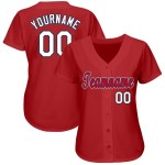 Maglia da baseball personalizzata rossa, bianca e blu navy Maglia da baseball personalizzata rossa, bianca e blu navy