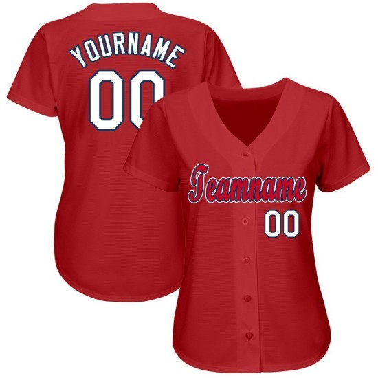 Maglia da baseball personalizzata rossa, bianca e blu navy Maglia da baseball personalizzata rossa, bianca e blu navy