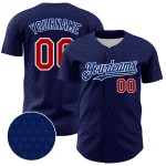 Maglia da baseball personalizzata in 3D con design autentico a cuori, rosso-blu navy Maglia da baseball personalizzata in 3D con design autentico a cuori, rosso-blu navy