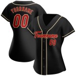 Maglia da baseball autentica personalizzata nera, rossa e crema Maglia da baseball autentica personalizzata nera, rossa e crema