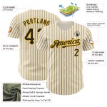 Maglia da baseball autentica Pinstripe personalizzata in oro e crema, nera e oro (maglia nera) Maglia da baseball autentica Pinstripe personalizzata in oro e crema, nera e oro (maglia nera)