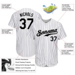 Maglia da baseball personalizzata autentica nera e grigia a righe bianche e viola Maglia da baseball personalizzata autentica nera e grigia a righe bianche e viola
