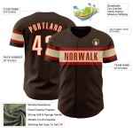 Maglia da baseball personalizzata autentica color crema-rosso marrone Maglia da baseball personalizzata autentica color crema-rosso marrone