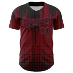 Maglia da baseball personalizzata con forma 3D, motivo astratto, design autentico color cremisi. Maglia da baseball personalizzata con forma 3D, motivo astratto, design autentico color cremisi.