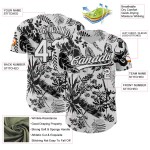 Maglia da baseball personalizzata autentica Jungle 3D con pianta bianca tropicale nera, Hawaii Maglia da baseball personalizzata autentica Jungle 3D con pianta bianca tropicale nera, Hawaii