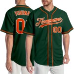 Maglia da baseball verde personalizzata autentica arancione-bianca Maglia da baseball verde personalizzata autentica arancione-bianca