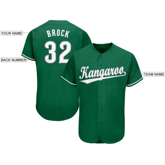 Maglia da baseball personalizzata verde, bianca e grigia Kelly Maglia da baseball personalizzata verde, bianca e grigia Kelly