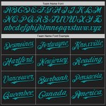 Maglia da baseball personalizzata con motivo a coriandoli neri, autentica in 3D, verde acqua e oro Maglia da baseball personalizzata con motivo a coriandoli neri, autentica in 3D, verde acqua e oro