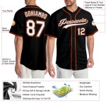 Maglia da baseball personalizzata autentica nera bianca-arancione Maglia da baseball personalizzata autentica nera bianca-arancione