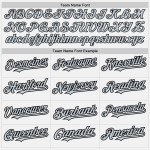 Maglia da baseball personalizzata argento-nera, bianca (righe nere autentiche) Maglia da baseball personalizzata argento-nera, bianca (righe nere autentiche)