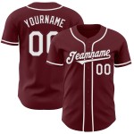 Maglia da baseball personalizzata bordeaux autentica bianca Maglia da baseball personalizzata bordeaux autentica bianca