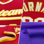 Maglia da baseball personalizzata nera e viola antica, stile retrò, in oro autentico Maglia da baseball personalizzata nera e viola antica, stile retrò, in oro autentico