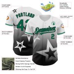 Maglia da baseball Kelly con motivo a stella autentico, stile Twinkle 3D, sfumatura personalizzata, bianco, verde e nero Maglia da baseball Kelly con motivo a stella autentico, stile Twinkle 3D, sfumatura personalizzata, bianco, verde e nero