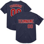 Maglia da baseball personalizzata rossa e bianca retrò, maglia autentica blu navy Maglia da baseball personalizzata rossa e bianca retrò, maglia autentica blu navy