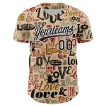 Maglia da baseball autentica Love Day per San Valentino, personalizzata, City Cream, nera e bianca, 3D Maglia da baseball autentica Love Day per San Valentino, personalizzata, City Cream, nera e bianca, 3D