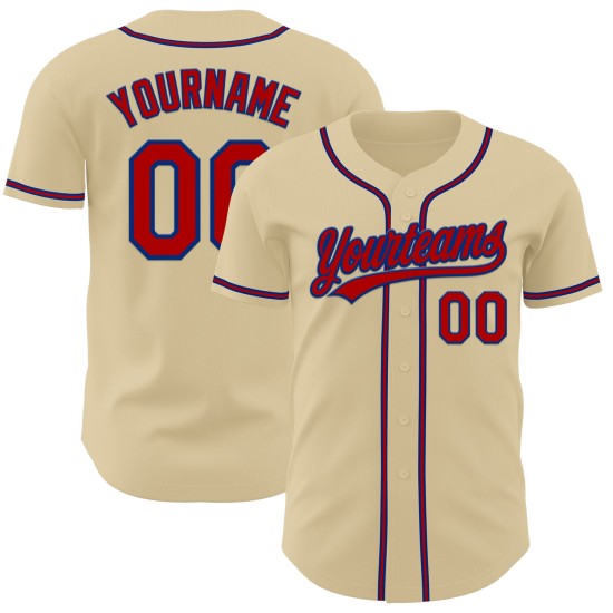Maglia da baseball personalizzata autentica Red-Royal Sand Maglia da baseball personalizzata autentica Red-Royal Sand