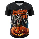 Maglia da baseball 3D arancione personalizzata nera autentica di Halloween Maglia da baseball 3D arancione personalizzata nera autentica di Halloween